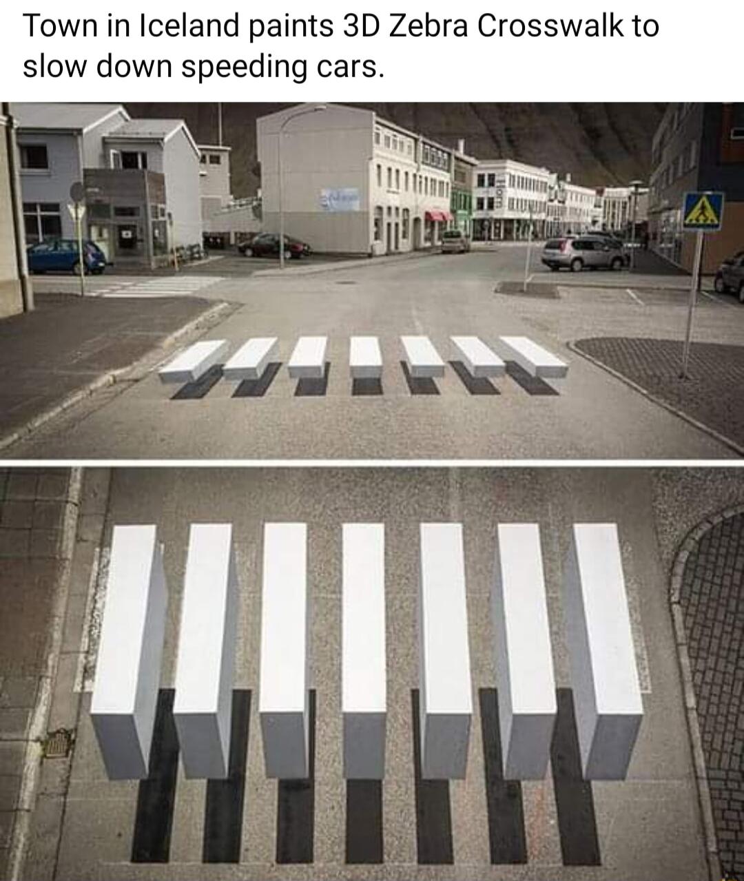 Town in Iceland paints slow down speeding cal