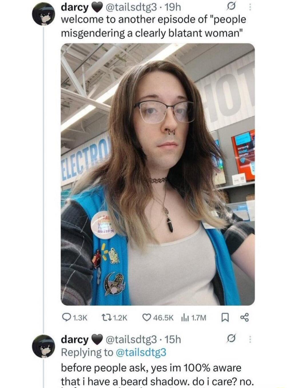 welcome to another episode of 'people misgendering a clearly blatant woman'
before people ask, yes im 100% aware that i have a beard shadow. do i care? no.