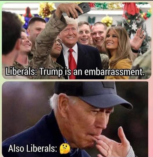 Liberals: Trump is an embarrassment.\nAlso Liberals: 🤔