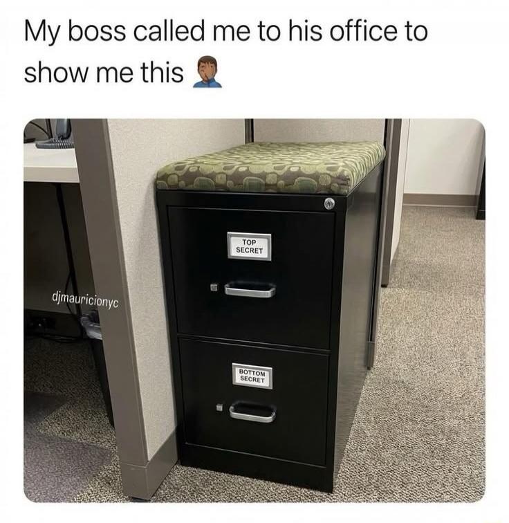 My boss called me to his office to show me this. Top Secret. Bottom Secret.