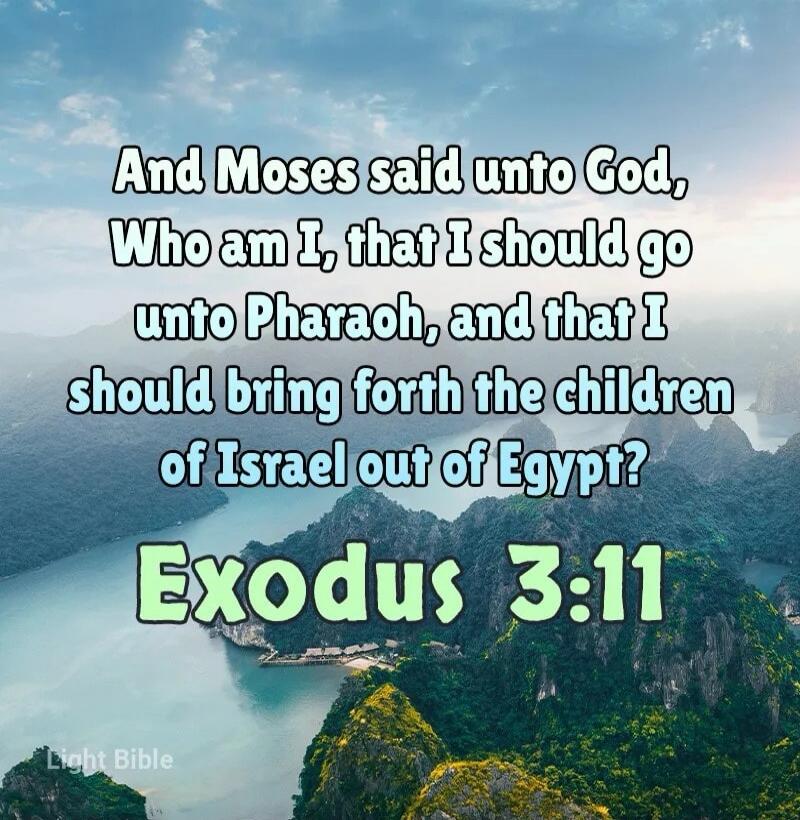 And Moses said unto God, Who am I, that I should go unto Pharaoh, and that I should bring forth the children of Israel out of Egypt? Exodus 3:11
