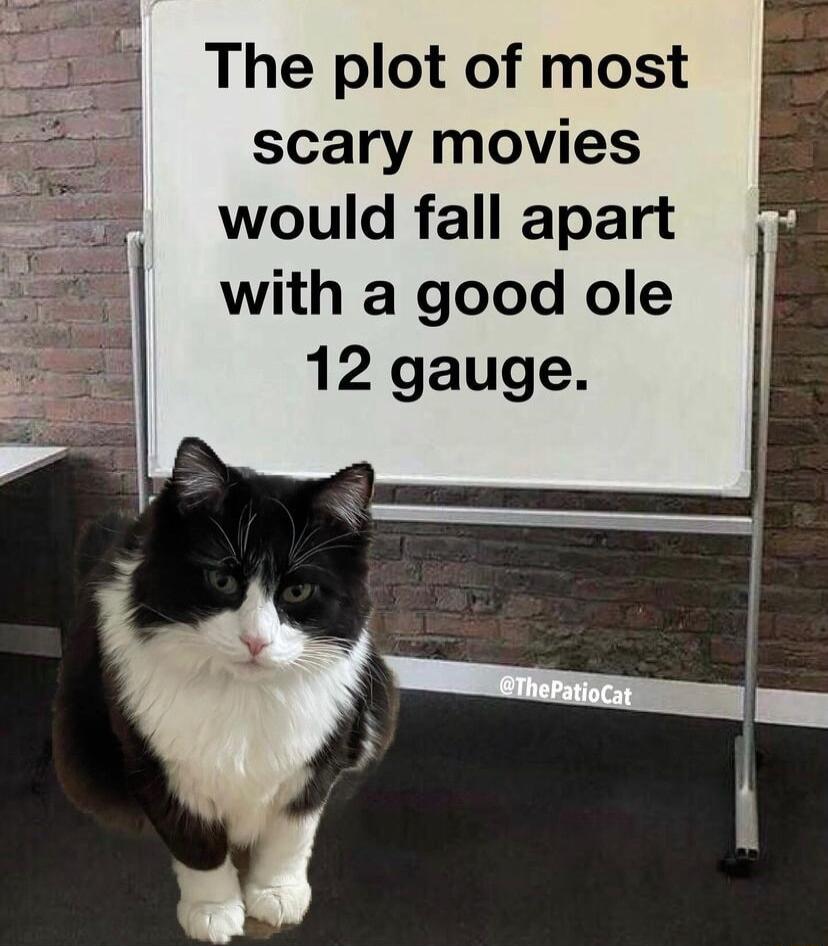 The plot of most scary movies would fall apart with a good ole 12 gauge