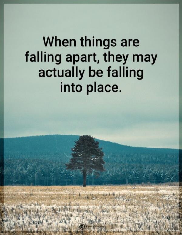 When things are falling apart, they may actually be falling into place.