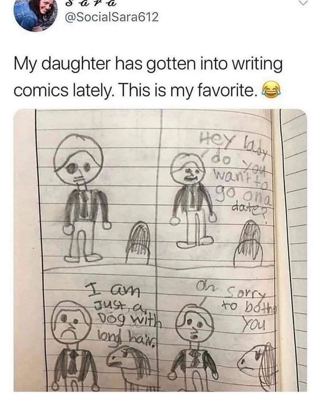 T v SocialSara612 My daughter has gotten into writing comics lately This is my favorite T T T