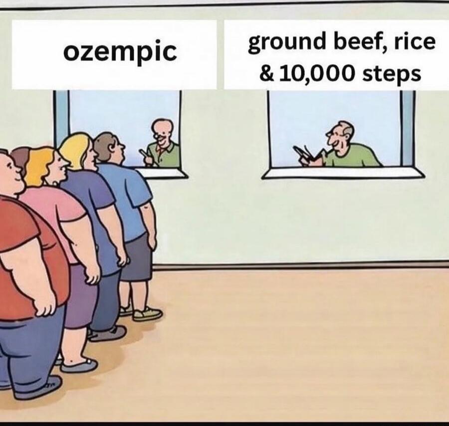 ozempic
ground beef, rice & 10,000 steps