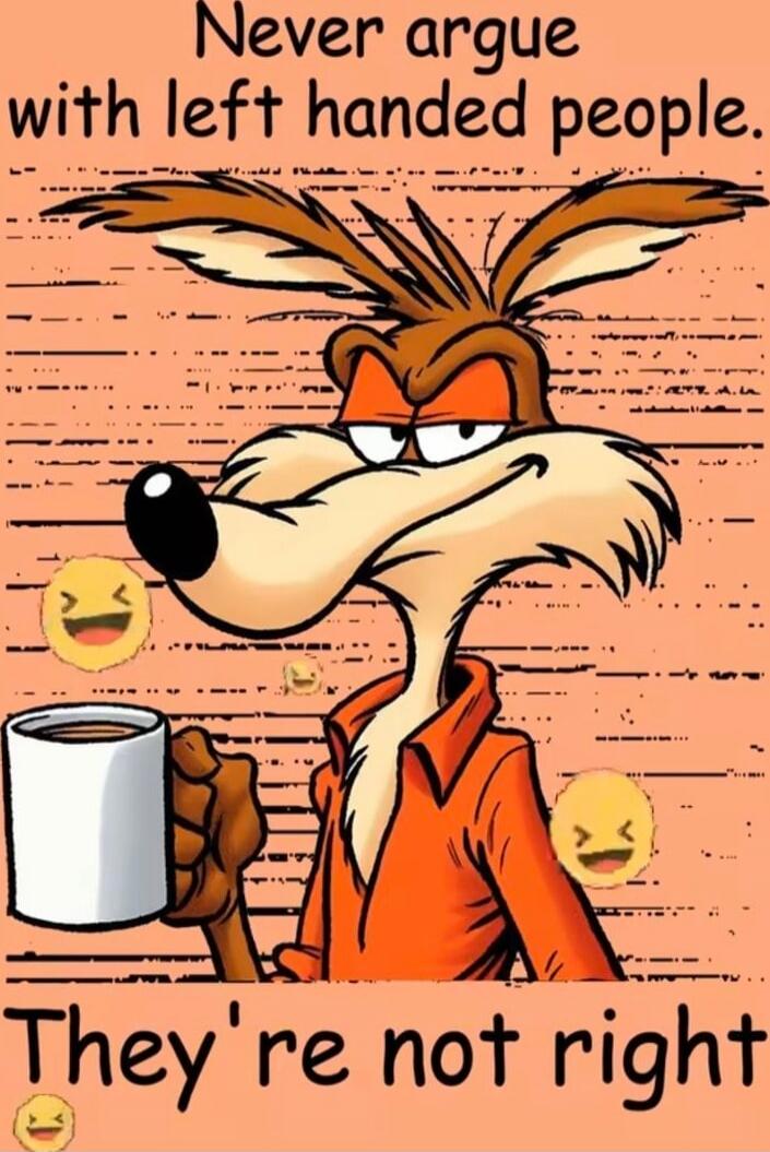 Never argue with left handed people. They're not right