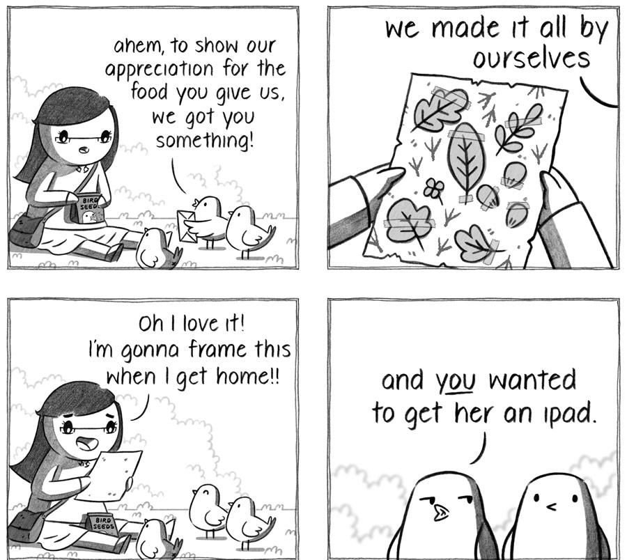 emtosonasr ahem t0 show our appreciation for the food you gve us we got you something we made 1t all by ovrselves Oh love 1t Im gonna frame this when get home and you wanted fo get her an ipad A