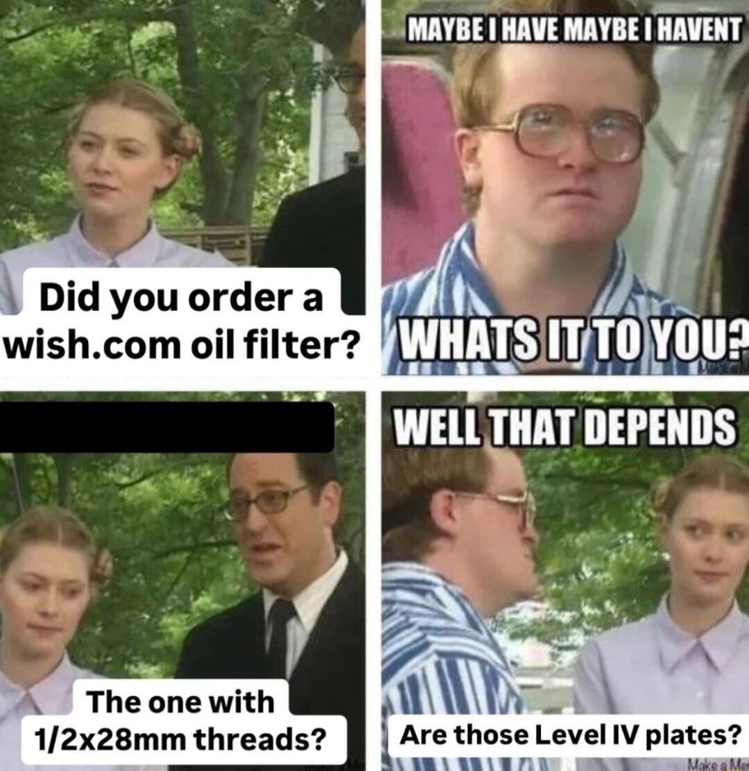 MAYBE HAVE MAYBE Il id you order a wishcom oil filter The one with 12x28mm threads Are thnse Level IV plates
