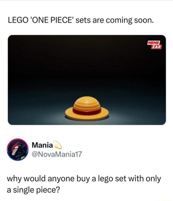 LEGO ONE PIECE sets are coming soon Mania NovaManial why would anyone buy a lego set with only asingle piece