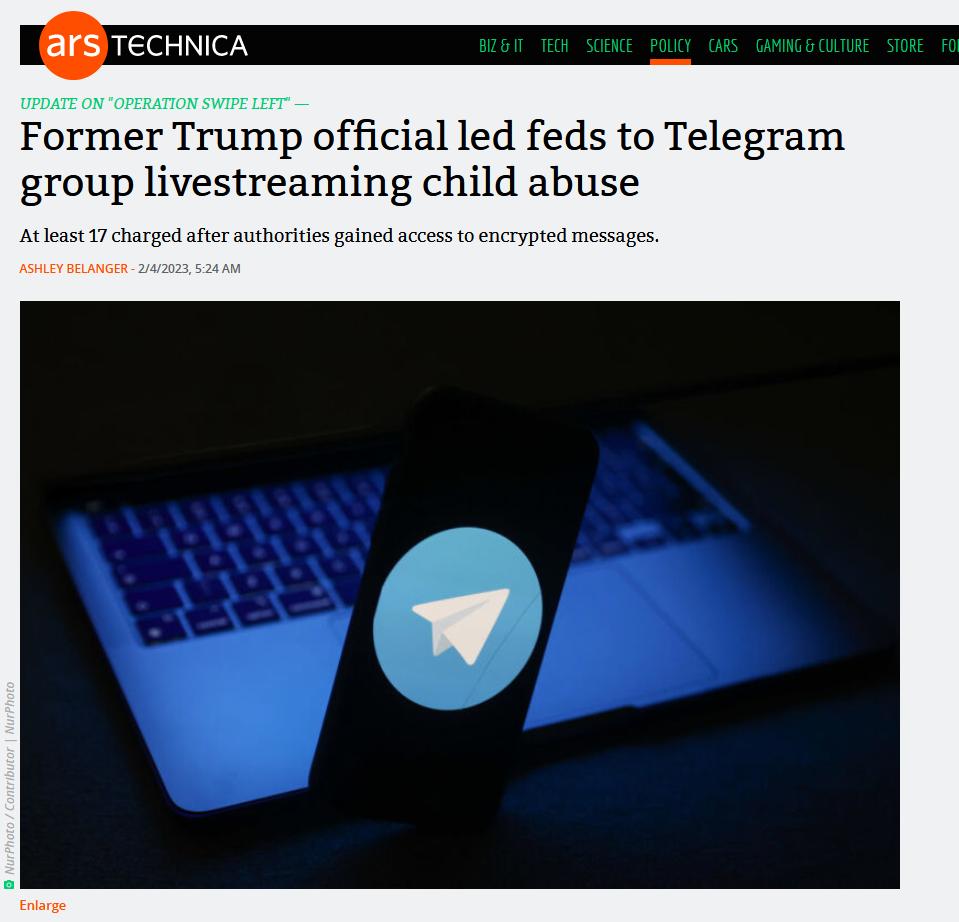 Fornef Trmp official led feds to Telegram group livestreaming child abuse