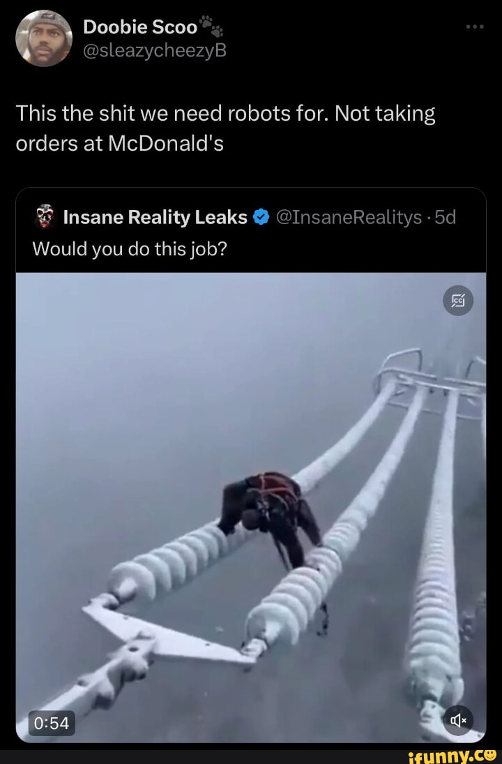 This the shit we need robots for Not taking orders at McDonalds Insane Reality Leaks lnsancRealitys 5d Would you do this job