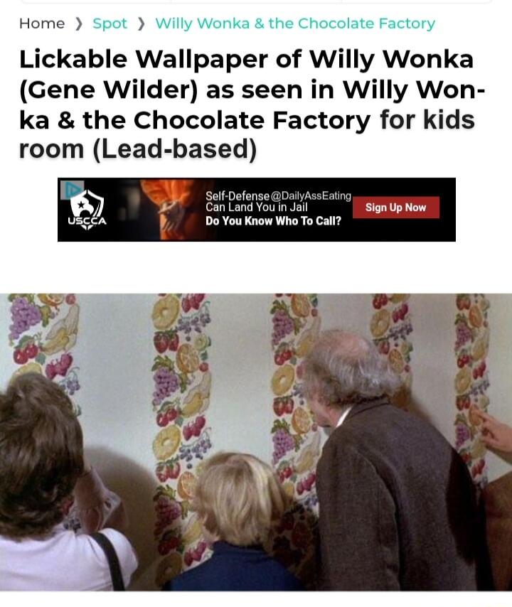 Home Spot Willy Wonka the Chocolate Factory Lickable Wallpaper of Willy Wonka Gene Wilder as seen in Willy Won ka the Chocolate Factory for kids room Lead based