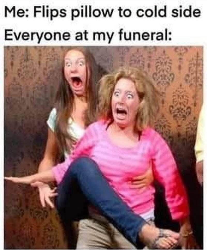 Me: Flips pillow to cold side Everyone at my funeral: