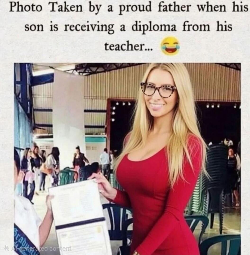 PHOTO Taken by a proud father when his son is receiving a diploma from his teacher... 😂
