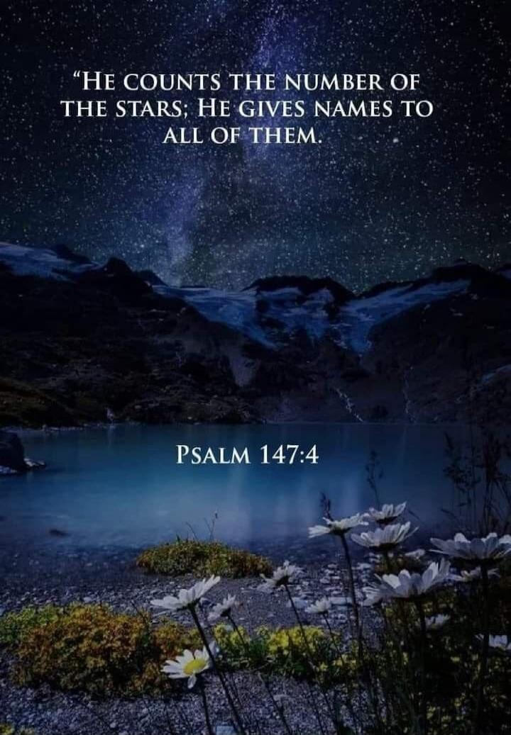 He counts the number of the stars; He gives names to all of them. Psalm 147:4