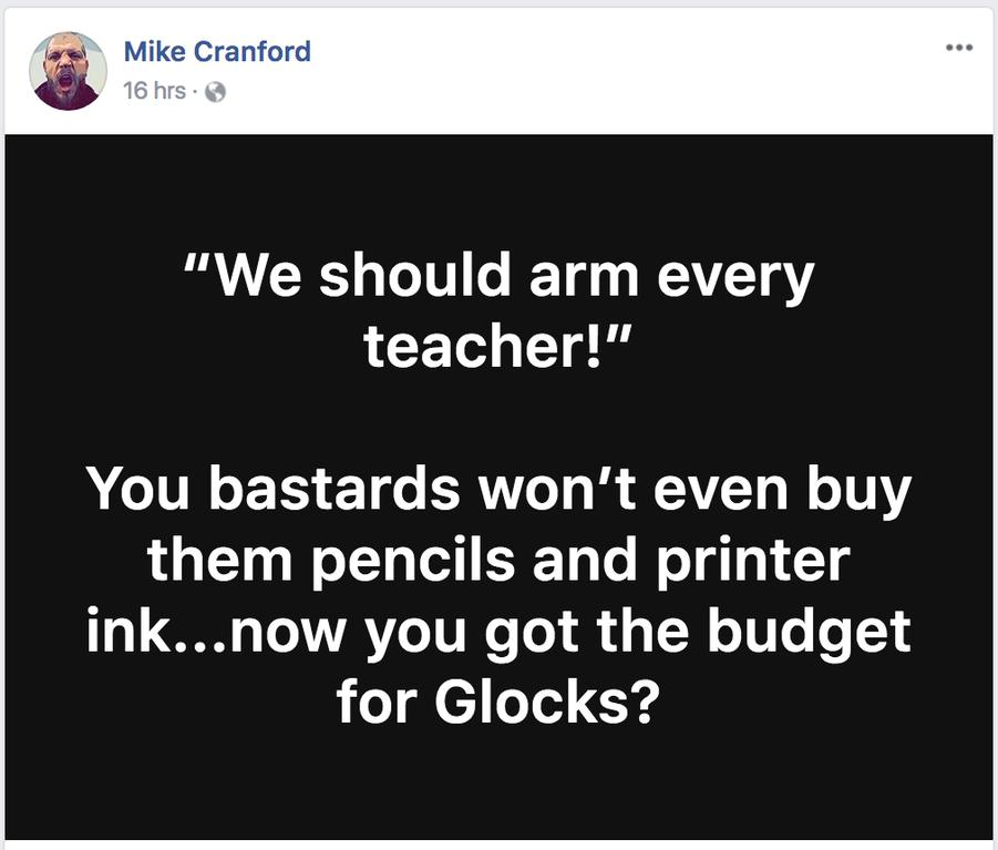 We should arm every T T g 0 You bastards wont even buy them pencils and printer inknow you got the budget o gl e Ted Y4