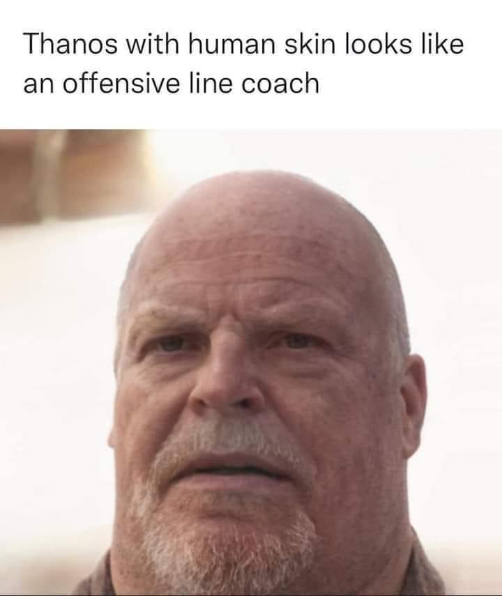 Thanos with human skin looks like an offensive line coach