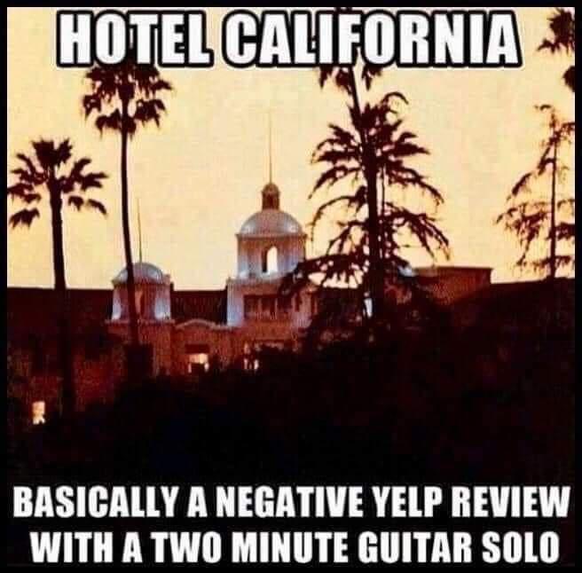 BASICALLY A NEGATIVE YELP REVIEW WITH A TWO MINUTE GUITAR SOLO