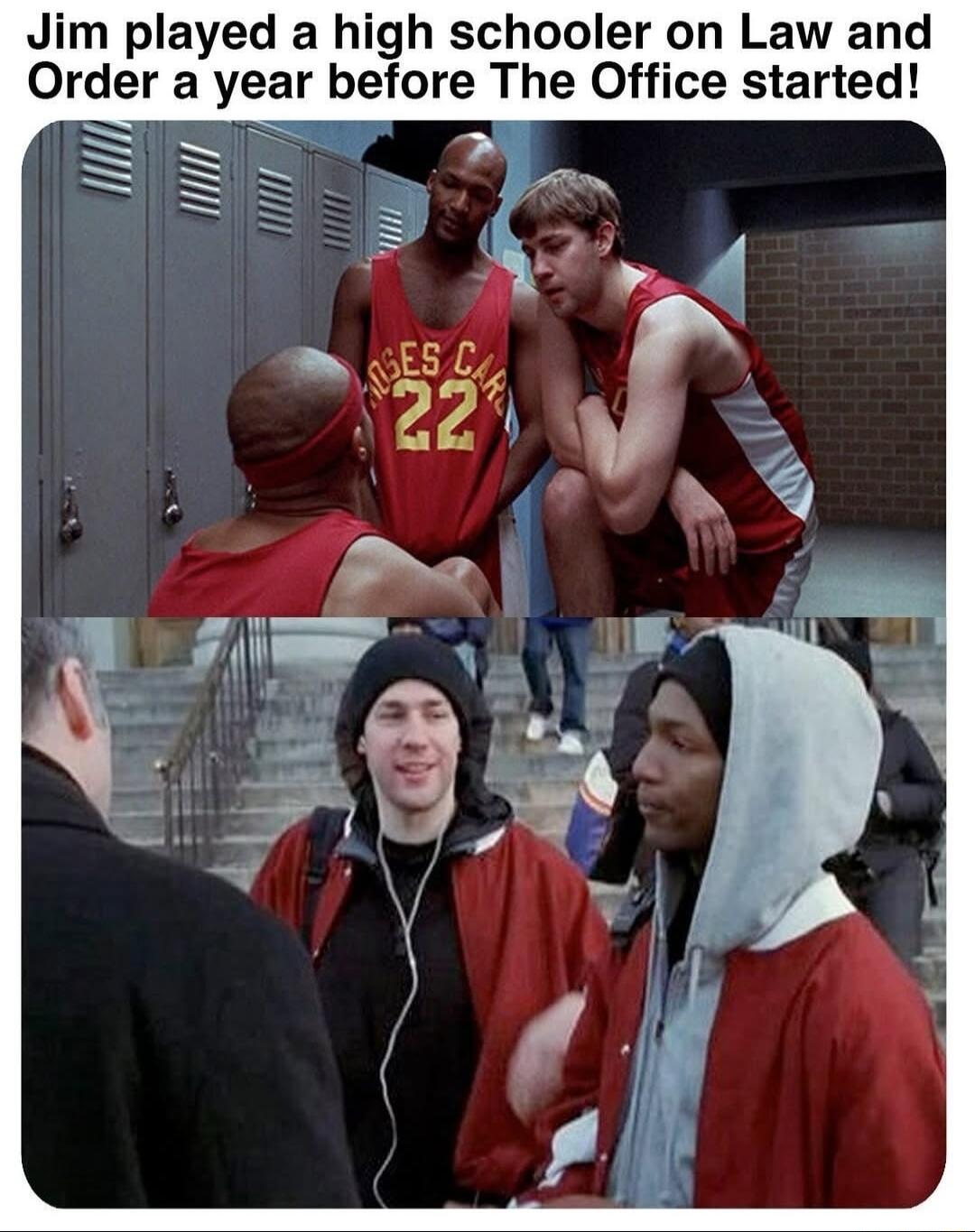 Jim played a high schooler on Law and Order a year before The Office started
