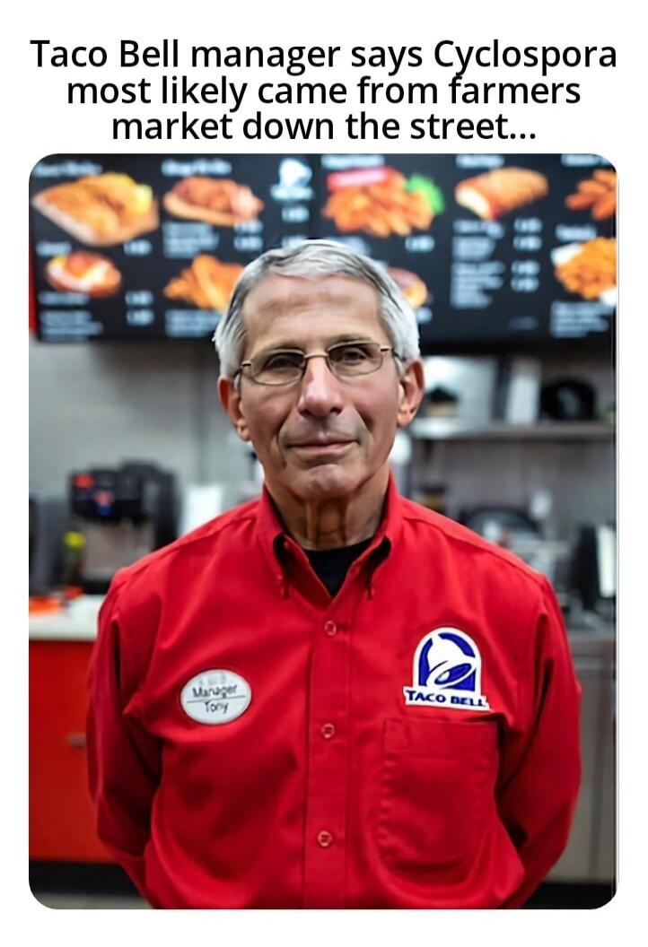 Taco Bell manager says Cyclospora most likely came from farmers market down the street...