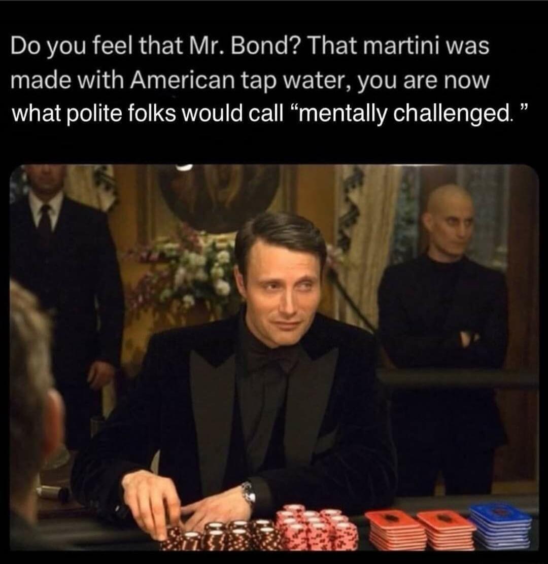 IRV IVR RGN VI TT T A L B N ET T RS made with American tap water you are now what polite folks would call mentally challenged