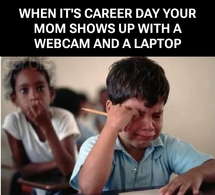 WHEN IT'S CAREER DAY YOUR MOM SHOWS UP WITH A WEBCAM AND A LAPTOP