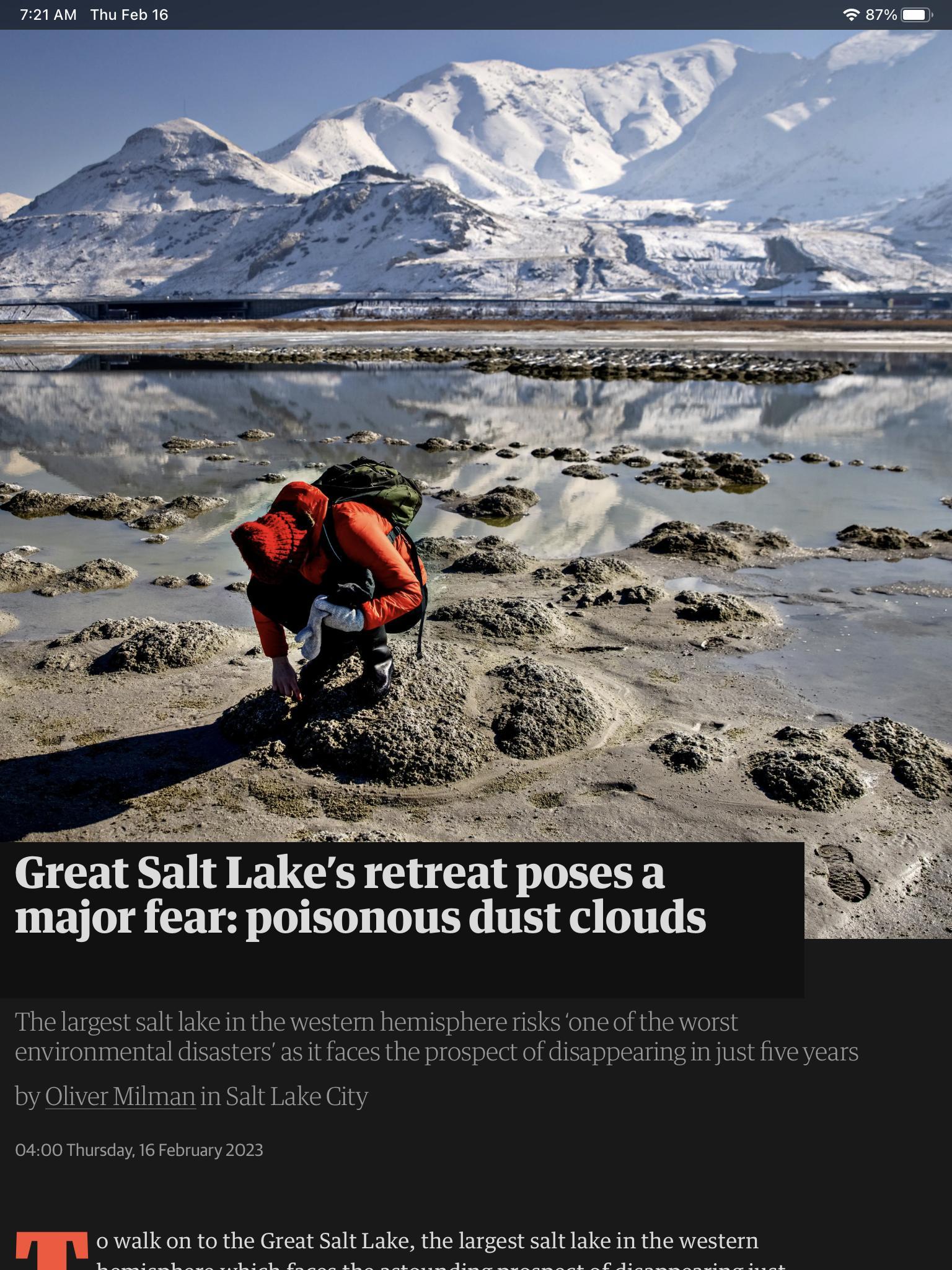 Great Salt Lakes retreat poses a major fear poisonous dust clouds