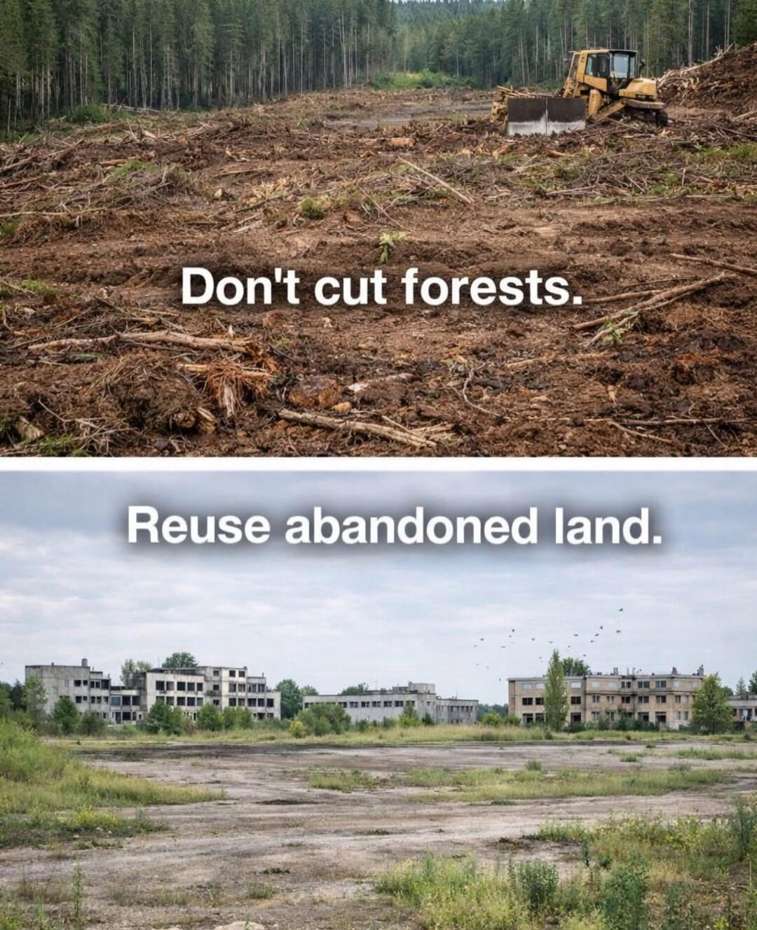 Don't cut forests. Reuse abandoned land.