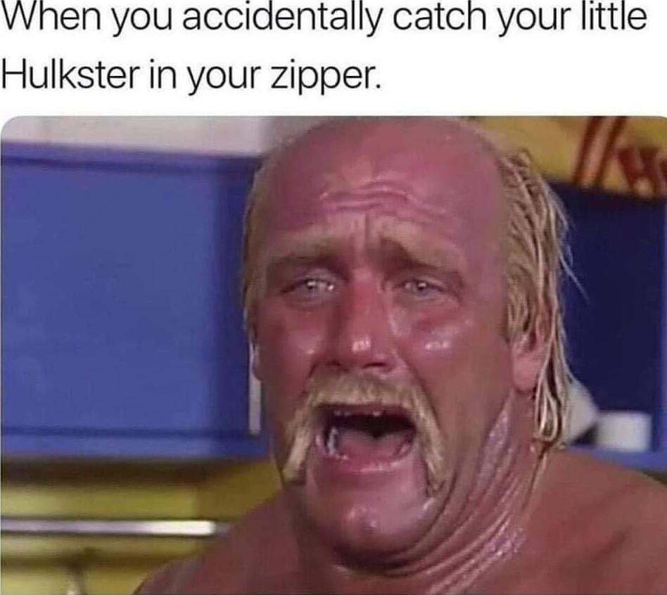When you accidentally catch your little Hulkster in your zipper