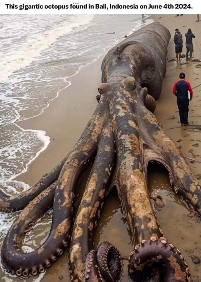 This gigantic octopus found in Bali, Indonesia on June 4th 2024.