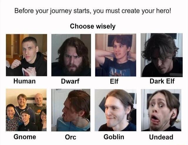 Before your journey starts you must create your hero Choose wisely