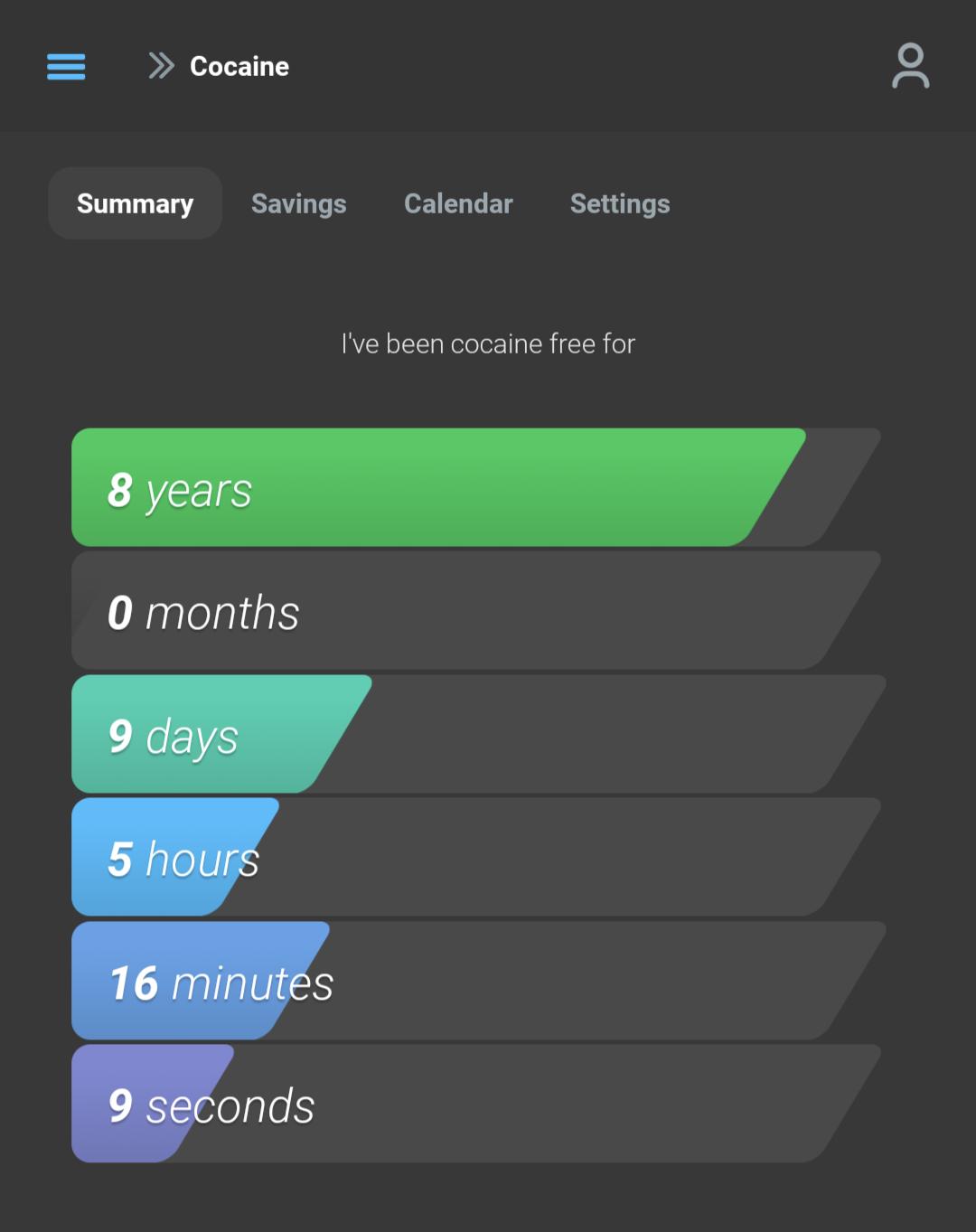 Cocaine Summary Savings Calendar Settings Ive been cocaine free for 0 months ml Jo