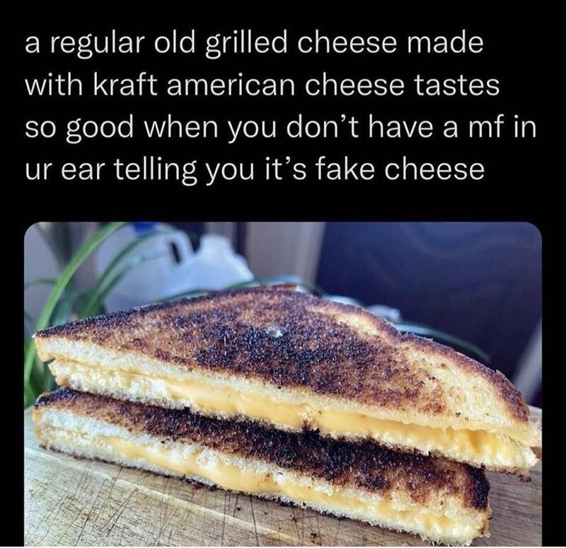 ch1w33th3d0g ERGCT VETae o 41 Te elg TSN ETe with kraft american cheese tastes so good when you dont have a mf in ur ear telling you its fake cheese