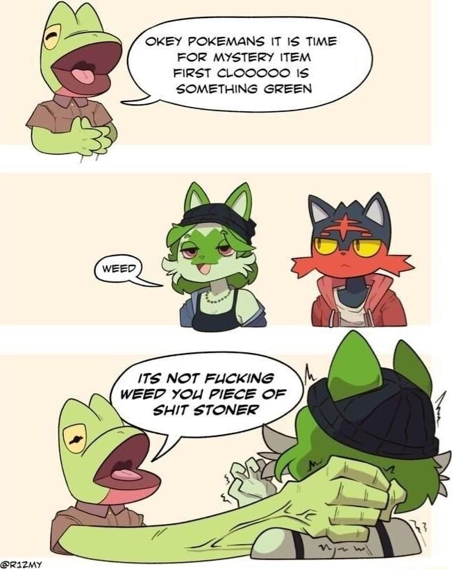 OKEY POKEMANS IT 1S TIME FOR MYSTERY ITEM FIRST CLOOOOO 16 SOMETHING GREEN ITS NOT FLCKING WEED YOU PIECE OF SHIT STONER