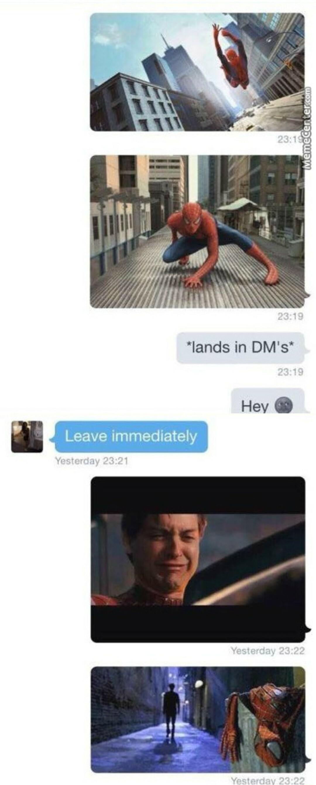lands in DMs Hey