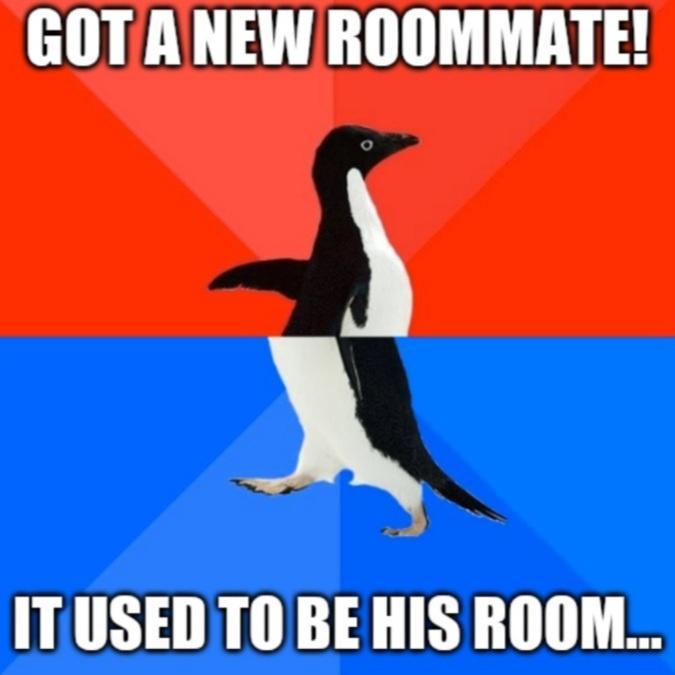 GOTANEW ROOMMATE ITUSEDTO BE HIS ROOM