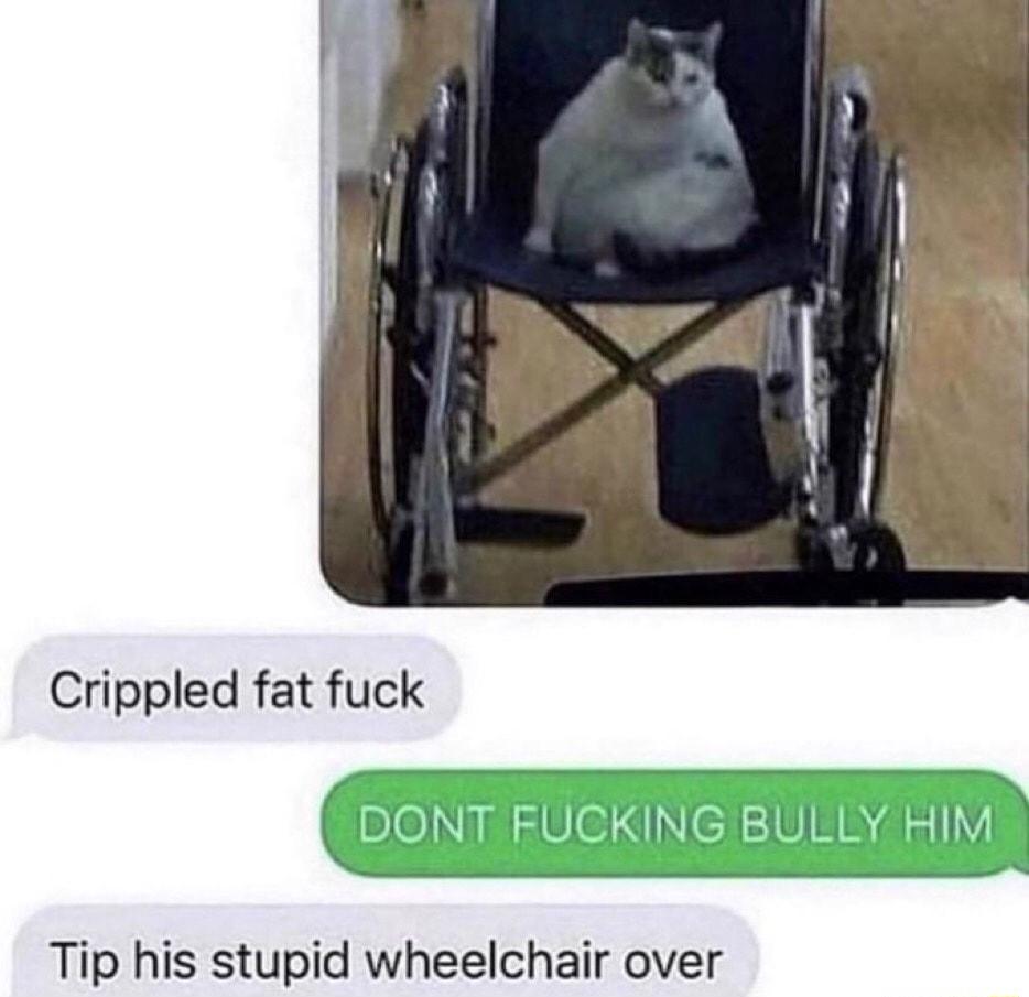 Crippled fat fuck P KING BUL HIM DONT K LY Tip his stupid wheelchair over