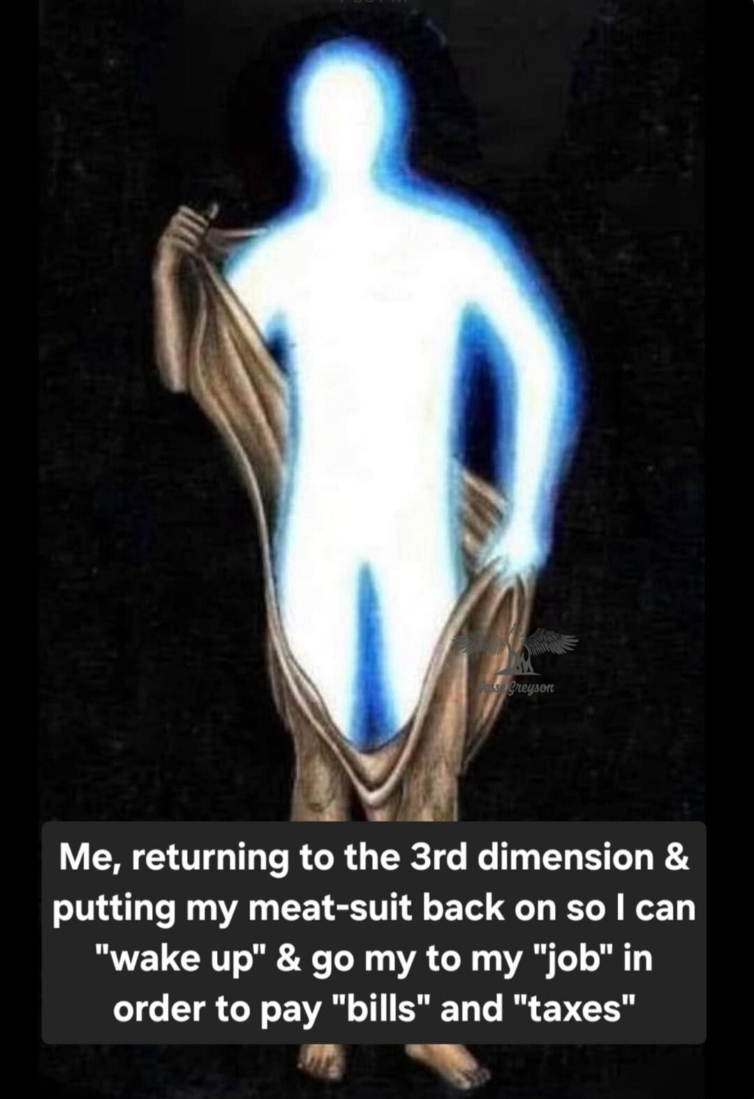 Me, returning to the 3rd dimension & putting my meat-suit back on so I can 