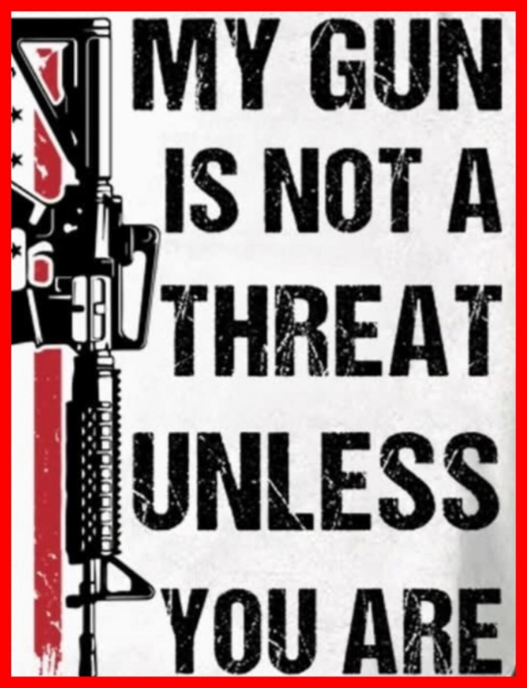 MY GUN IS NOT A THREAT UNLESS YOU ARE
