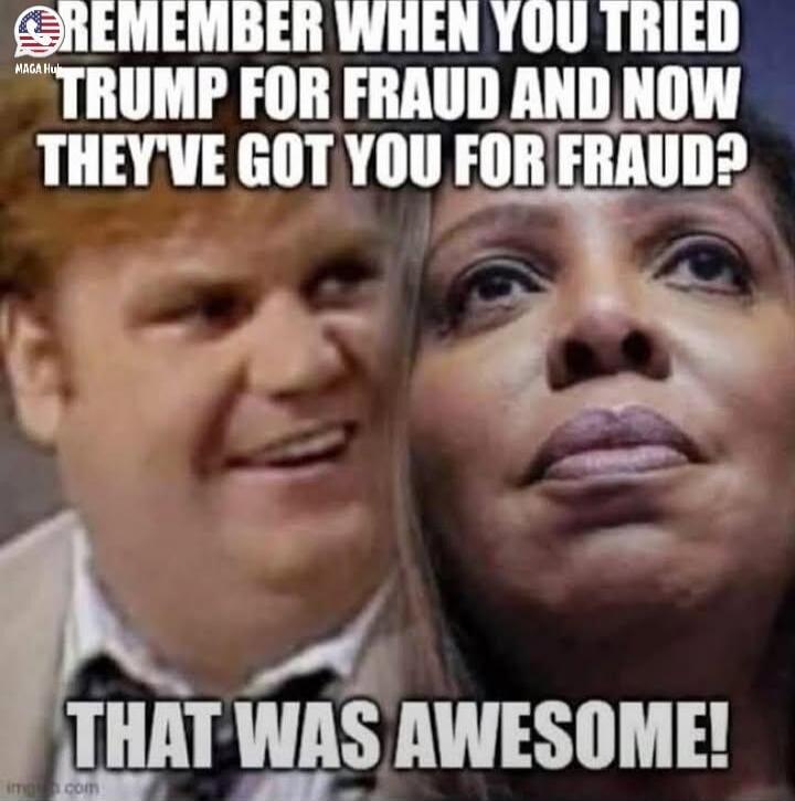 REMEMBER WHEN YOU TRIED TRUMP FOR FRAUD AND NOW THEY'VE GOT YOU FOR FRAUD? THAT WAS AWESOME!