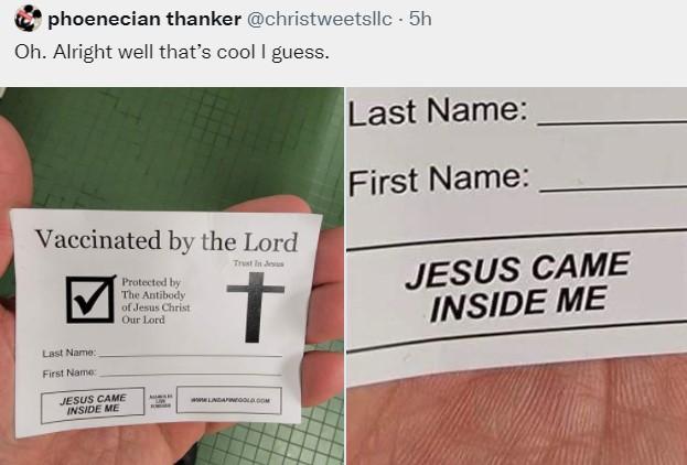 phoenecian thanker christweetsllc 5h Oh Alright well thats cool guess Last Name First Name Vaccinated by the Lord JESUS CAME INSIDE ME s B