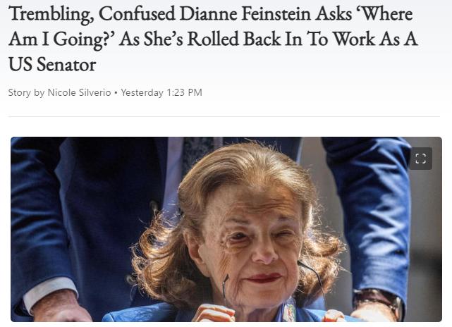 Trembling Confused Dianne Feinstein Asks Where Am 1 Going As Shes Rolled Back In To Work As A US Senator