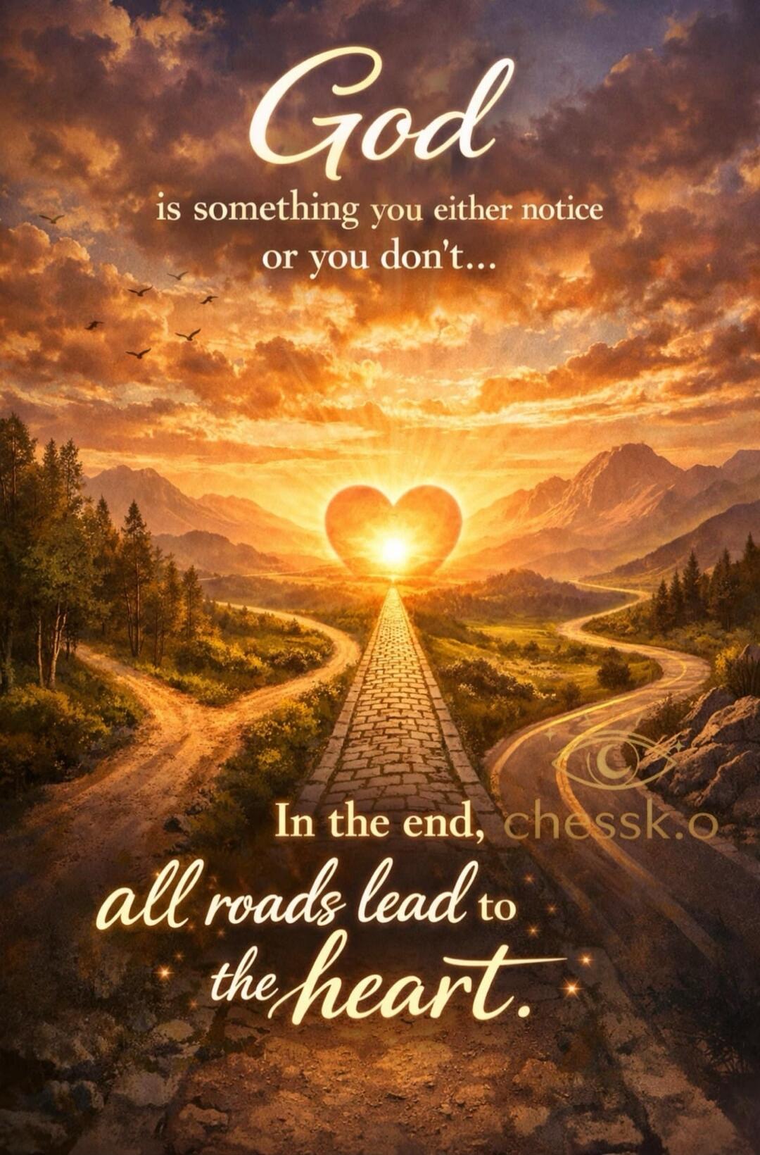God is something you either notice or you don't... In the end, all roads lead to the heart.