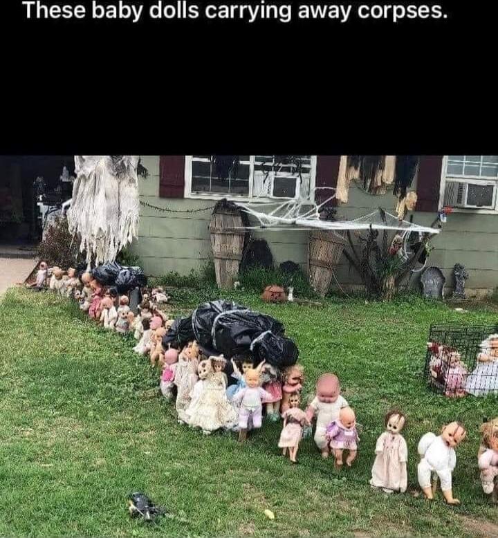 These baby dolls carrying away corpses