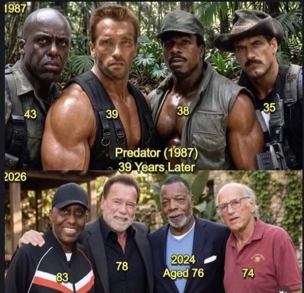 1987 43 39 38 35 Predator (1987) 39 Years Later 2026 83 78 2024 Aged 76 74