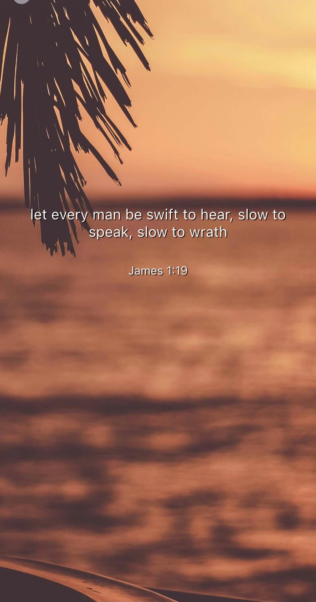 let every man be swift to hear, slow to speak, slow to wrath
James 1:19