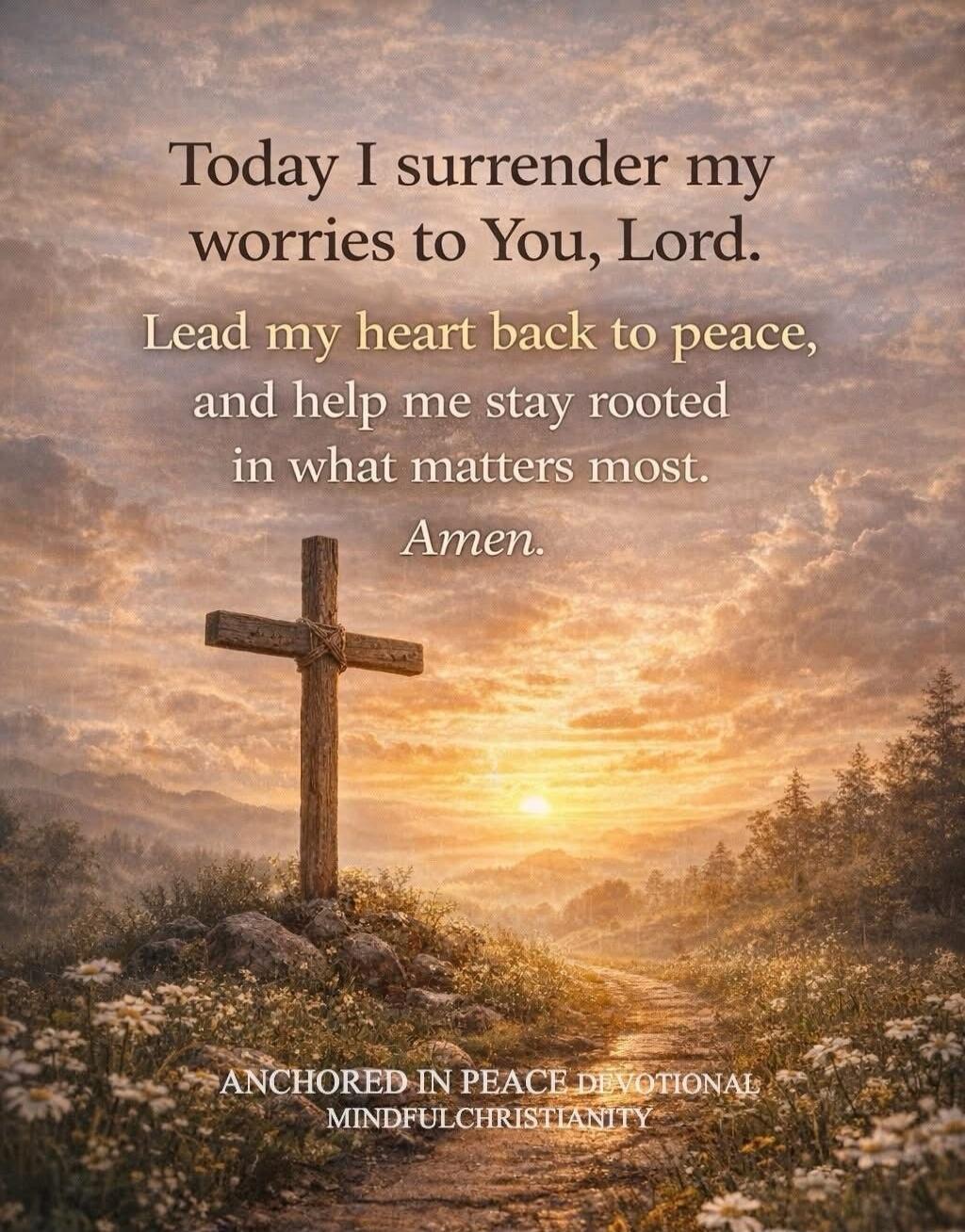 Today I surrender my worries to You, Lord. Lead my heart back to peace, and help me stay rooted in what matters most. Amen. ANCHORED IN PEACE DEVOTIONAL MINDFULCHRISTIANITY