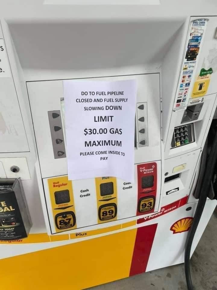 DO TO FUEL PIPELINE 4 CLOSED AND FUEL SUPPLY sLowING DOWN LIMIT 3000 GAS MAXIMUM PLEASE COME INSIDE 1