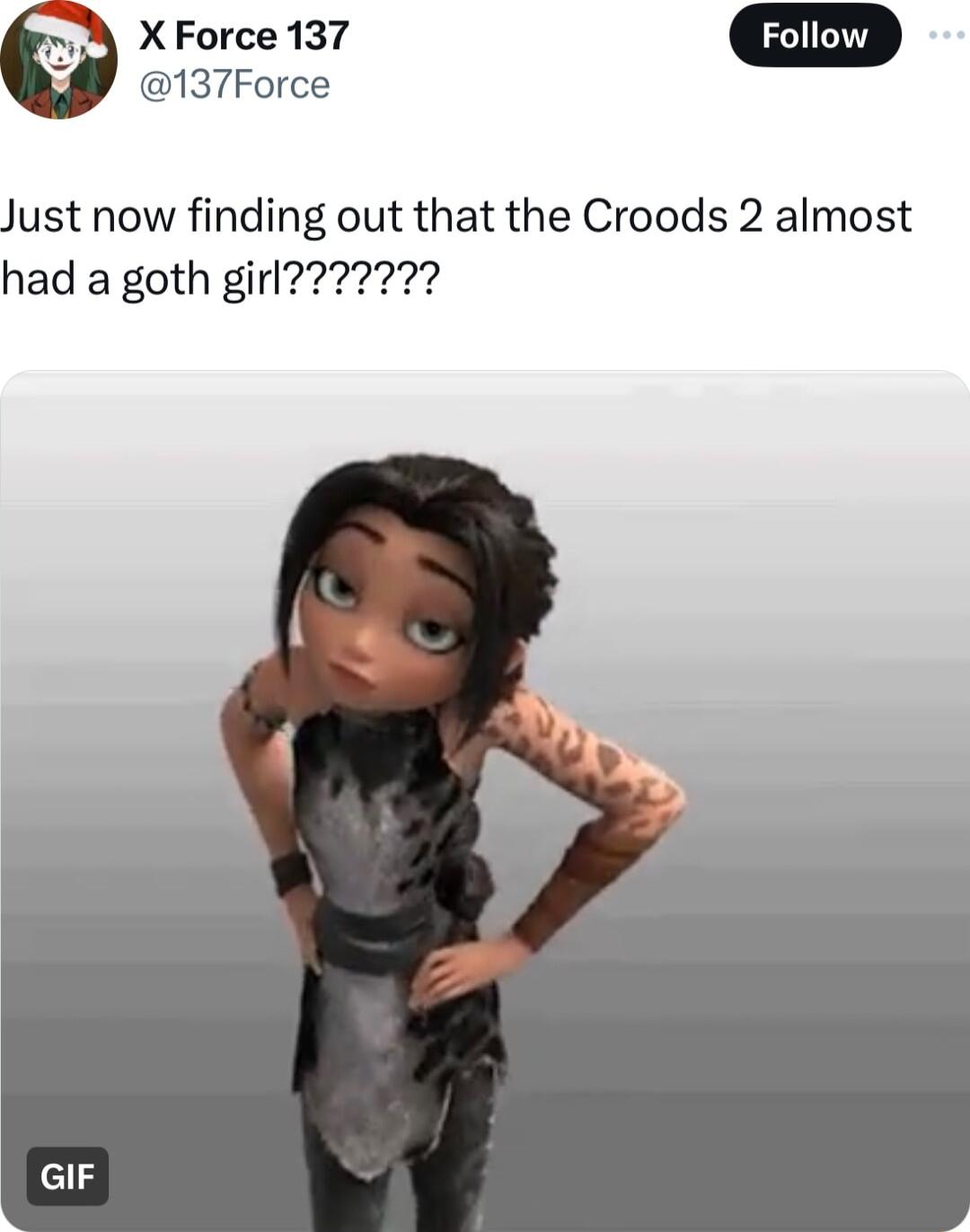 137Force X Force 137 Just now finding out that the Croods 2 almost