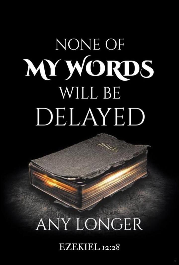 NONE OF MY WORDS WILL BE DELAYED ANY LONGER EZEKIEL 12:28 BIBLIA